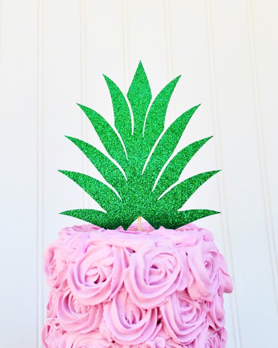 Wedding - Glitter Pineapple Top Cake Topper, Luau Cake Decor, Summer BBQ, Pool Party, Hawaii Theme Party, 21st Birthday, 30th Birthday, Pineapple cupc