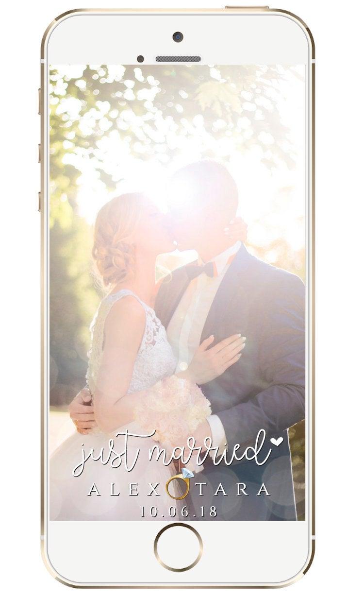 Hochzeit - Custom Just Married Wedding Geofilter, Script Wedding Filter, Just Married, Wedding Snapchat Filter, Snapchat Geofilter
