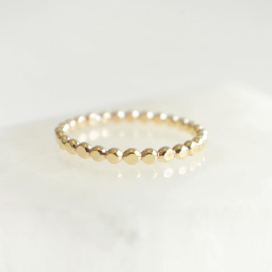 زفاف - 14K Gold Bubble Band - Simple Beaded Wire Ring