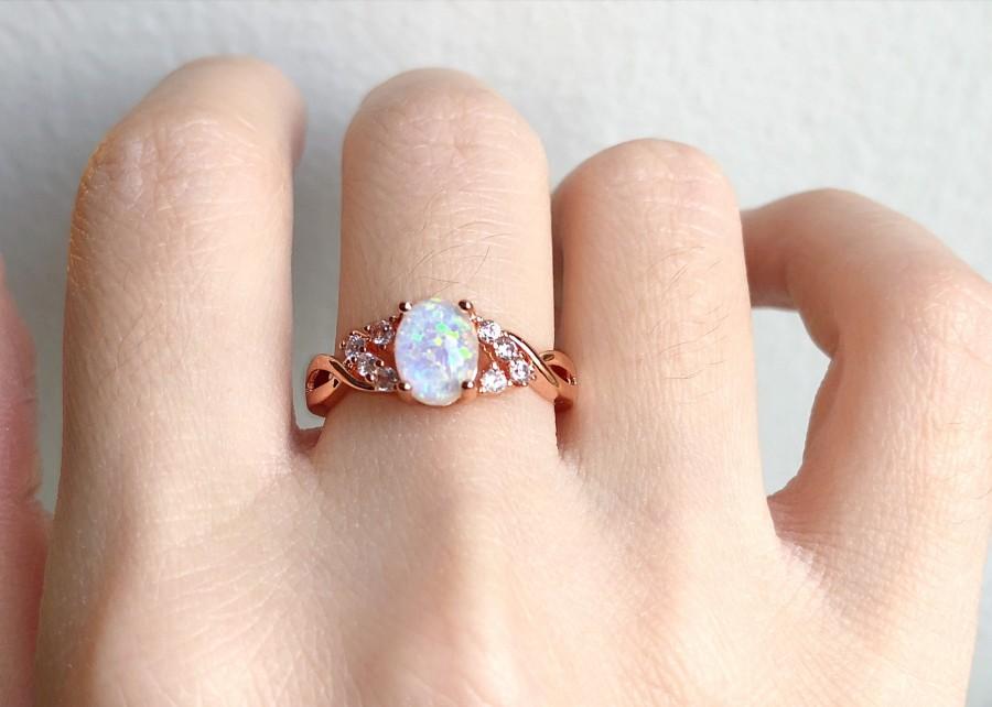 Wedding - Ready to Ship Rose Gold Opal Ring for Women, mothers day gift,  Rose Gold Engagement Ring, Raw Fire Opal Jewelry, Wedding Ring, Gift for Her