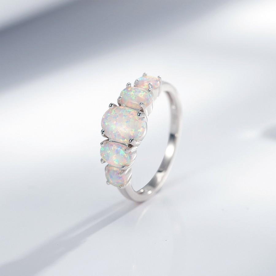Wedding - Oval Raw Opal Ring for Women, mothers day gift, Silver Opal Engagement Ring, Raw Gemstone Jewelry, Raw Stone Jewelry, Genuine Opal Ring