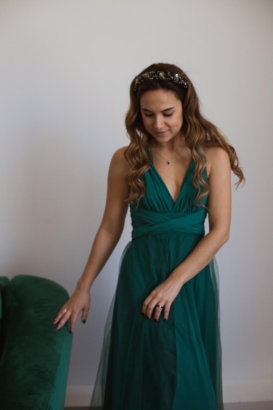 Hochzeit - Emerald Green infinity dress, Emerald Green Bridesmaid dress, Emerald convertible dress, multiway dress, Emerald bridesmaid dress
