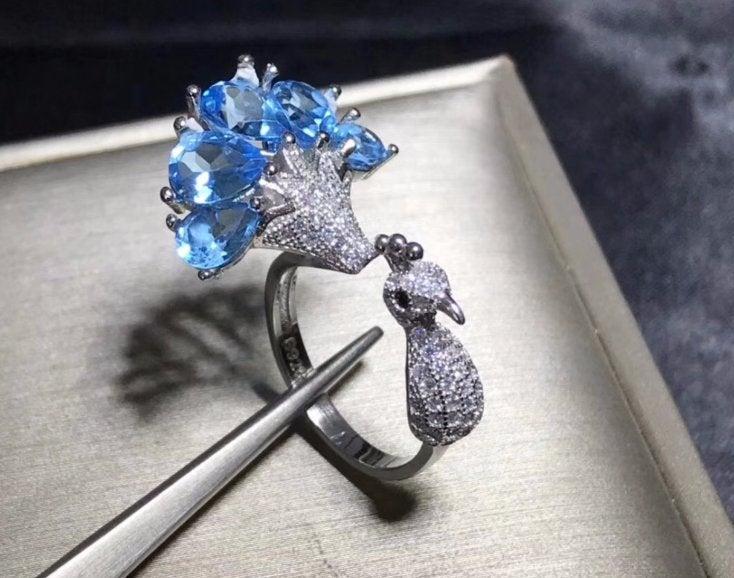زفاف - Blue topaz ring, Pear cut ring, Natural Blue Topaz,London blue topaz ring,925 Sterling Silver,Handmade ring,Engagement Ring