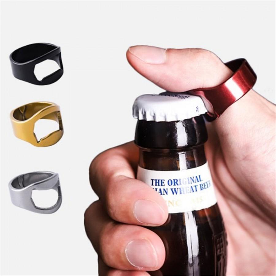 زفاف - Personalized Ring Bottle Opener Stainless Steel Beer Bottle Opener Colorful Finger Bottle Opener for Party Family Gift Supplies