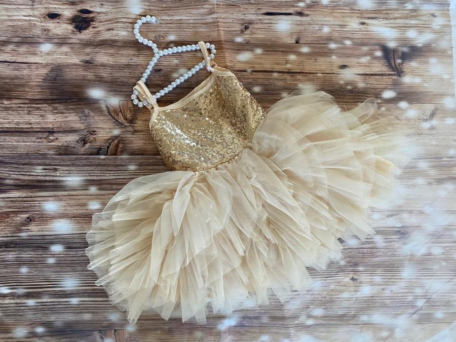 Gold Sequin Dress , Christmas Dress 