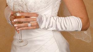 زفاف - Bridal Gloves Satin Fingerless Elbow Length Bridal Glove Formal Wedding Gloves A Pair (White or Ivory)