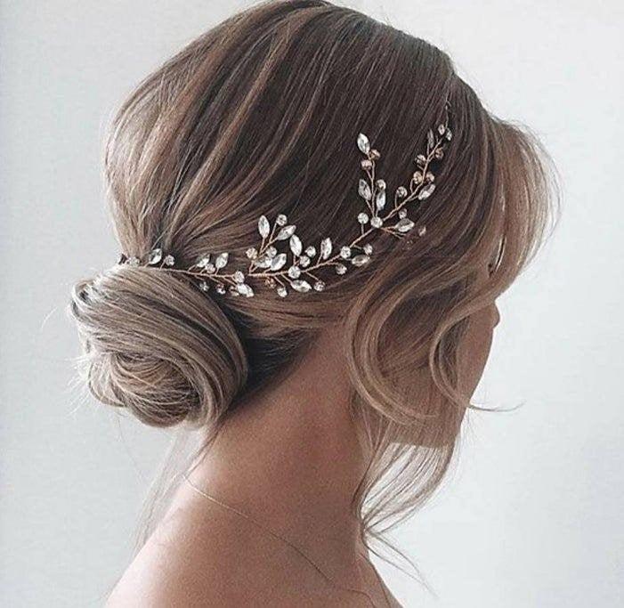 Hochzeit - Bridal hair piece crystal Bridal hair vine rose gold crystal Bridal hair accessories gold Wedding hair piece rose gold Wedding hair vine
