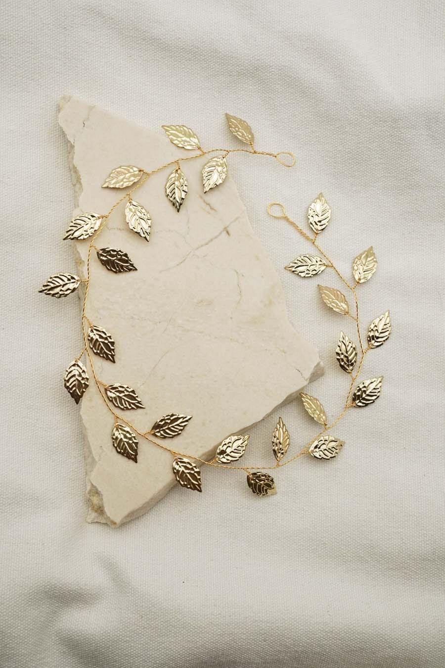 Wedding - Copper Leaf Branch Style Hair Vine Wedding Headpiece * Gold, Silver Available *