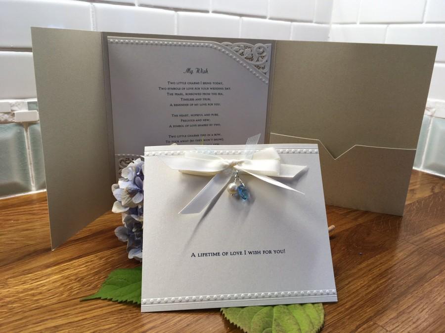 زفاف - Gift for Daughter on Wedding Day-Bridal Shower-Mother to Bride-Wedding Gown Charm-Bridal Bouquet Charm-Something Blue-Mom to Bride-Off-White