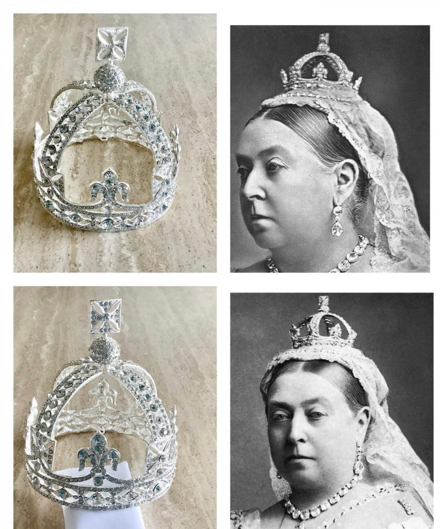 Wedding - Queen Victoria small top Diamond crown inspired widow crown royal crown  tiara Crystal crown