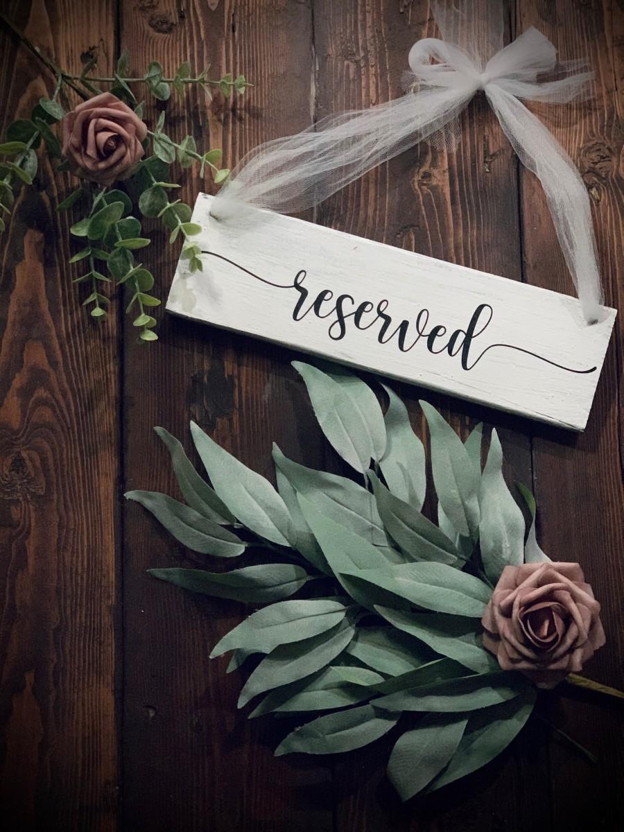 Mariage - Reserved Wooden Wedding Sign, Reserved Wedding Sign, Sign For Reserved Table, Rustic Reserved Sign, Wooden Sign, white wash wedding sign