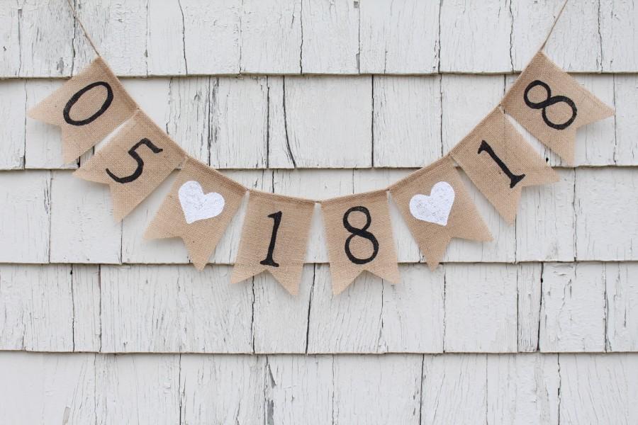 Wedding - Save the Date Banner, Save the Date Bunting, Bridal Shower Banner, Engagement Banner Photo Prop, Rustic Shower Decorations, Burlap Banner