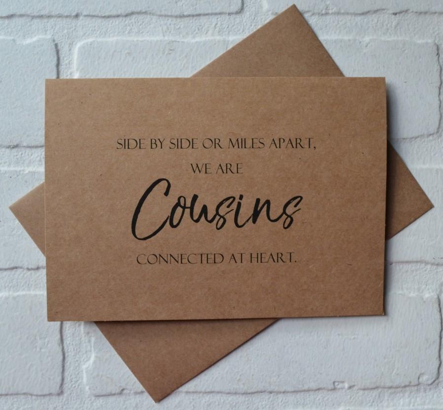 Свадьба - Will you be my BRIDESMAID SIDE by side or miles apart we are COUSINS connected at heart bridesmaid cards cousin card bridal proposal wedding