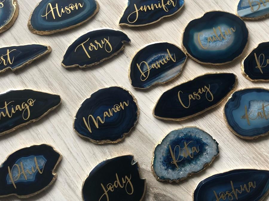 Wedding - Agate Place Cards with First & Last Name 