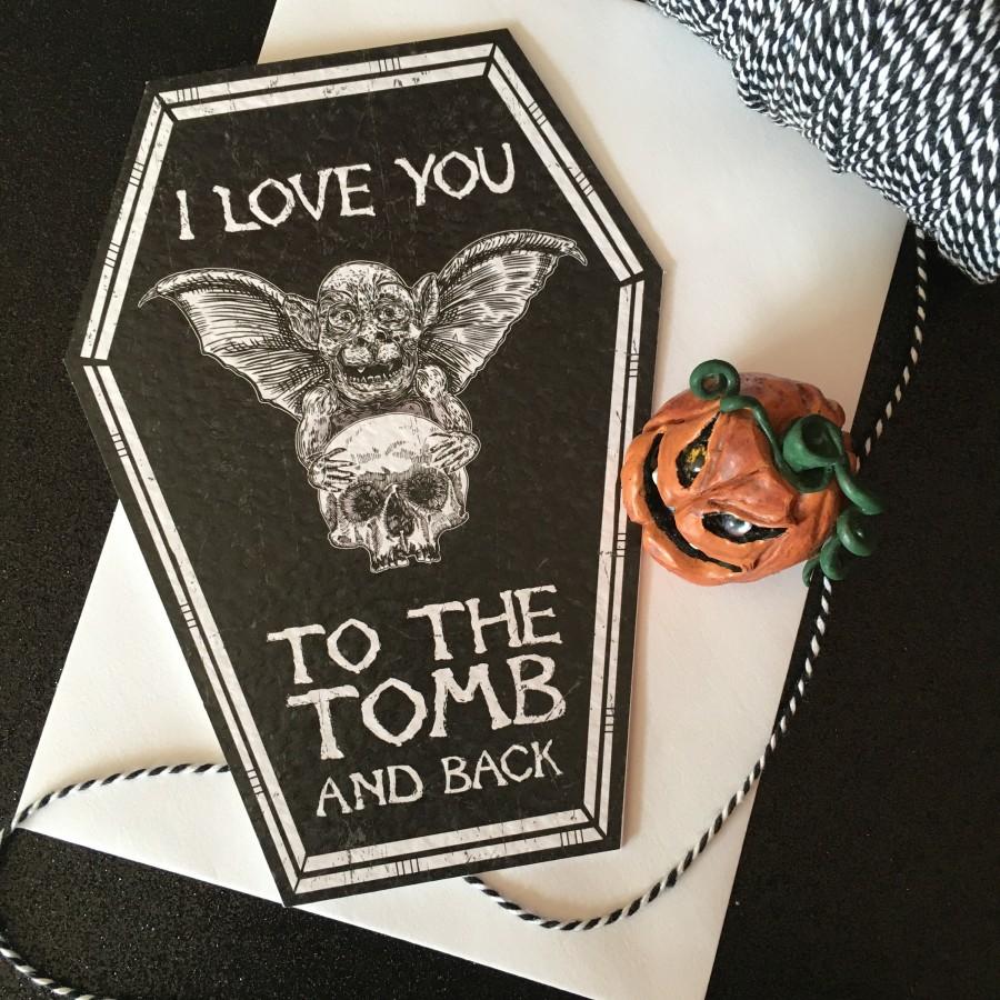 زفاف - NEW COFFIN CARDS - I love you to the tomb and back - Alternative anniversary, valentine, love card. Skeleton gothic cute. Goth Card