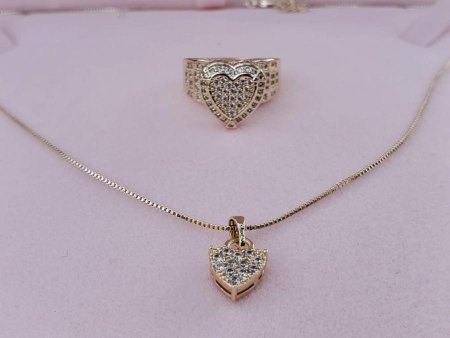 Свадьба - Heart Necklace & Ring Set