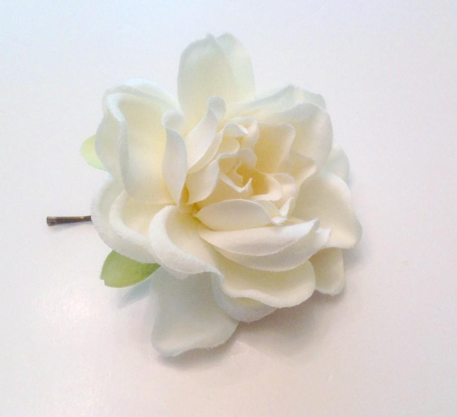 Hochzeit - White Gardenia  Bridal Flower Hair Pin Wedding Hair Accessory Hair Pin Bridal Hair Pin White Gardenia Prom  Hair Pin - Ready  to Ship!