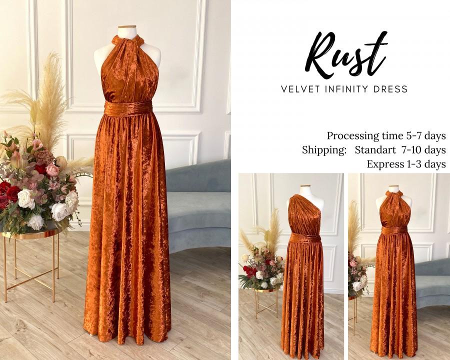 Wedding - RUST Infinity Velvet Dress Bridesmaid Velvet Infinity Dress Bridesmaid Dress