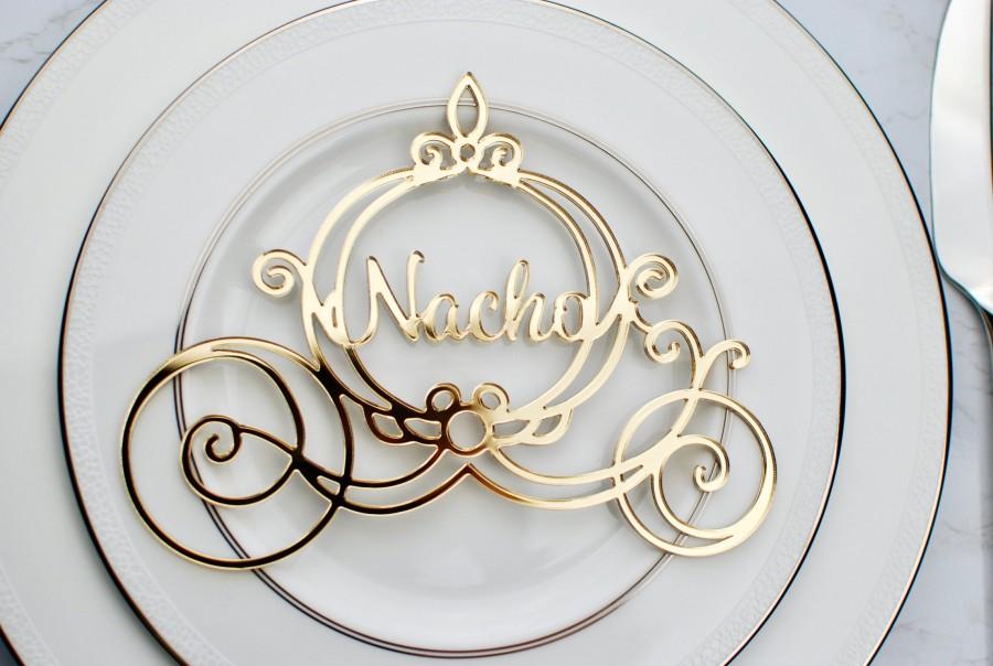 Hochzeit - Cinderella Carriage Name Place Card, Disney Wedding Favor