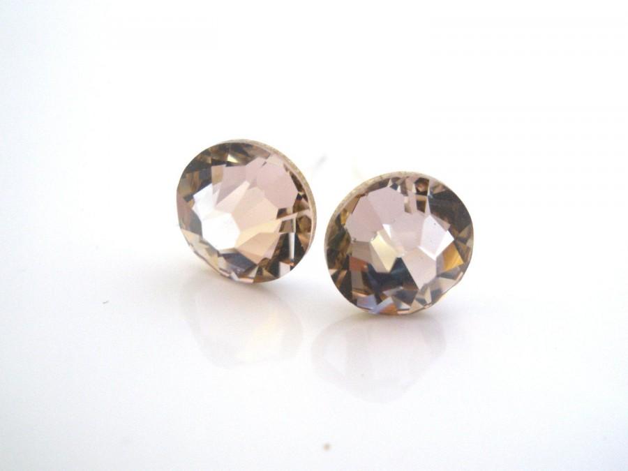 زفاف - Swarovski Crystal Stud Earrings, Crystal Earrings, Pink Earrings, Pink Studs, Antique Pink, Bridesmaid Gifts, Bridesmaid Earrings