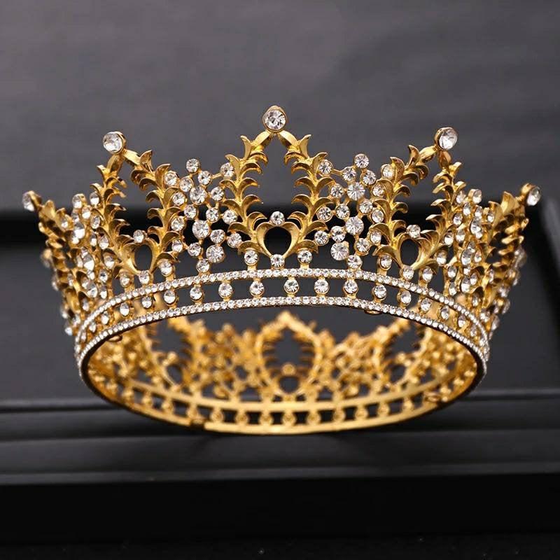 زفاف - Gold Bridal Crown for Brides-Gold Wedding Crown-Tiaras & Crowns-Gold Crown-Bridal Headpiece-Princess Crown-Bridal Hair Accessories