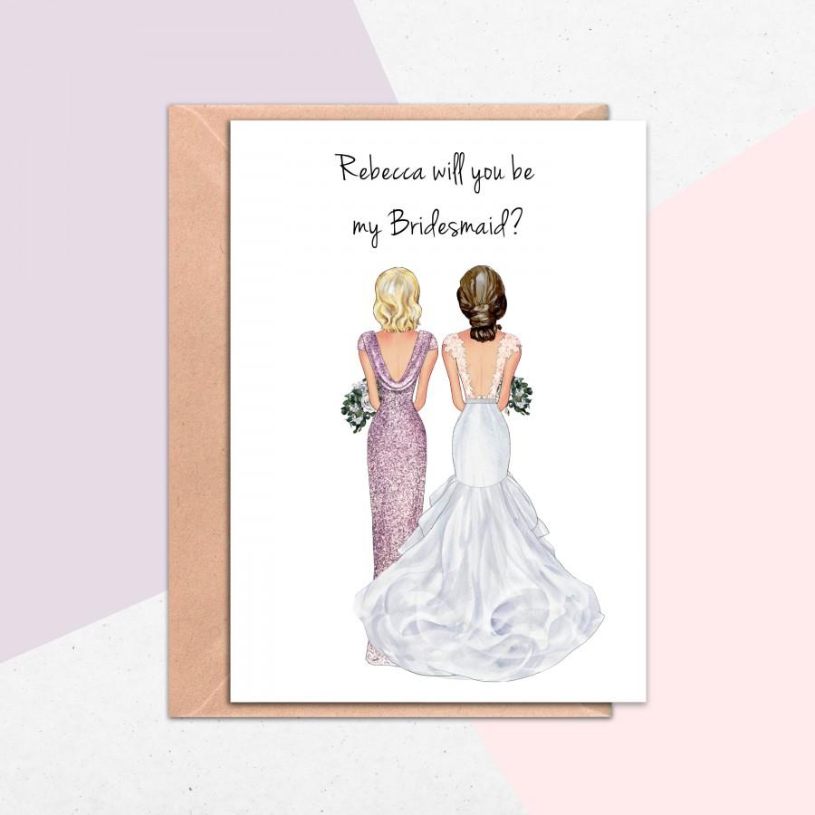 Mariage - PRINT AT HOME Will You Be My Bridesmaid, Personalised Bridesmaid Proposal, Bridesmaid Proposal, Will You Be My Maid of Honour, Digital #077