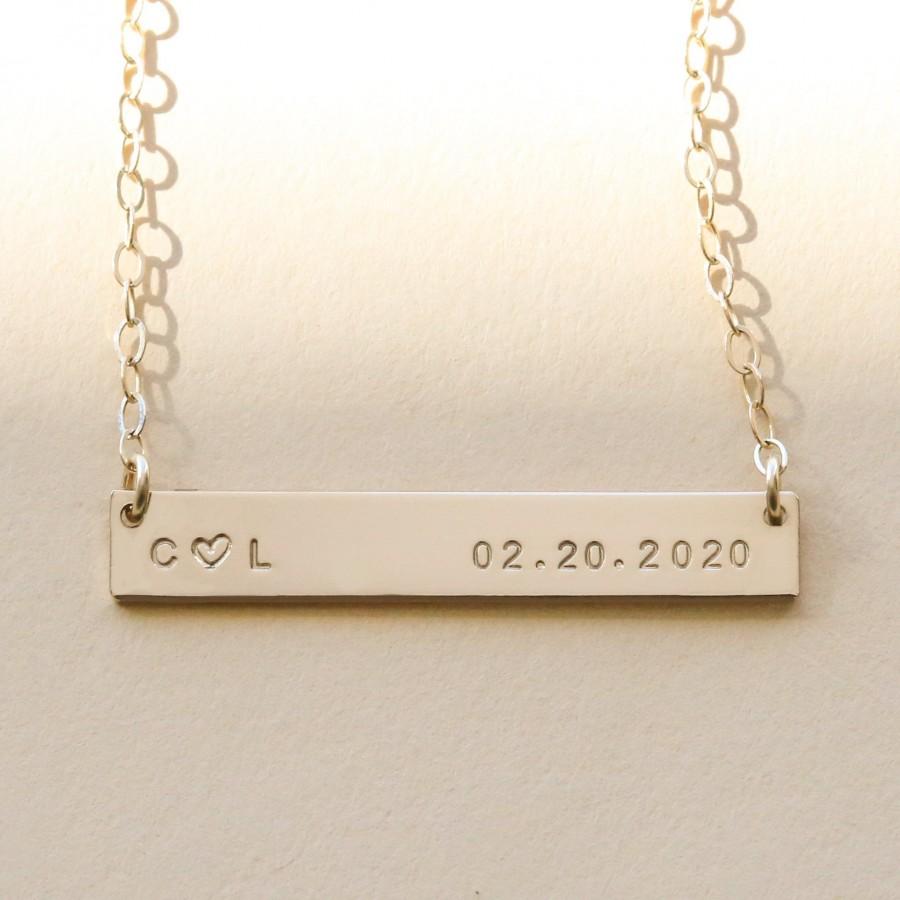 زفاف - Date necklace, anniversary necklace, wedding gift, anniversary gift, wedding necklace, mothers day jewelry, NHB-15X25BR-SWEET