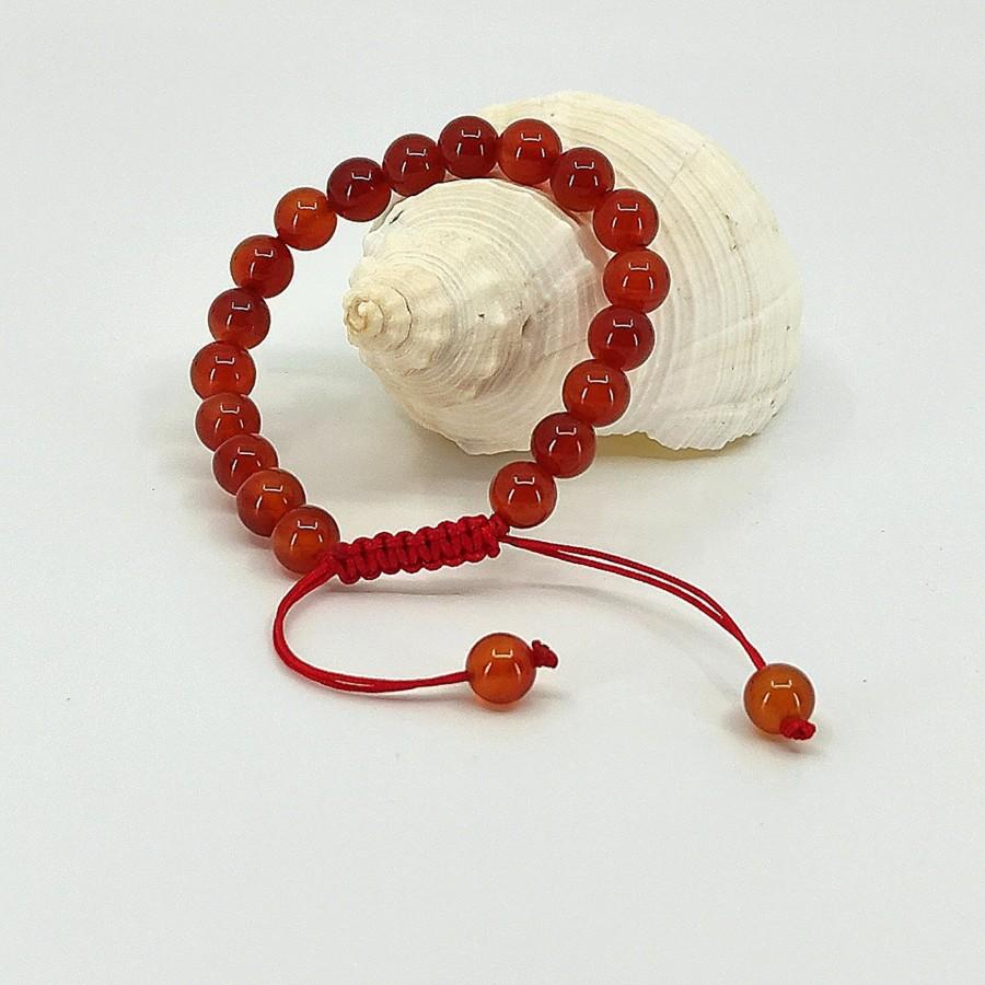 زفاف - Natural  Real Carnelian Lucky Gemstone Spiritual Meditation Energy Healing 8mm Beads Bracelet Fits all adjustable pull & tied