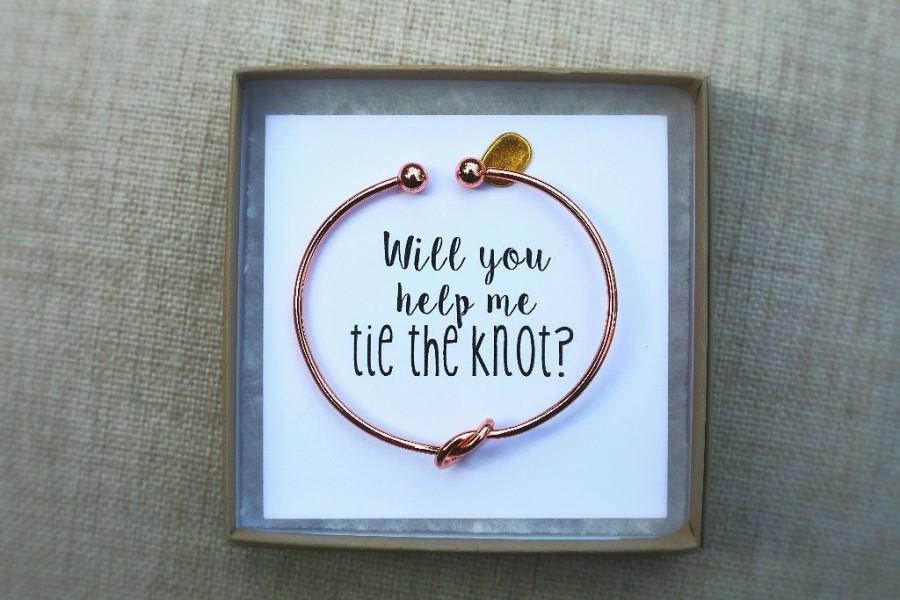 Wedding - Will you help me tie the knot?, bridesmaid proposal, rose gold, tie the knot, knot bracelet, multiple sets of bridesmaid bracelet