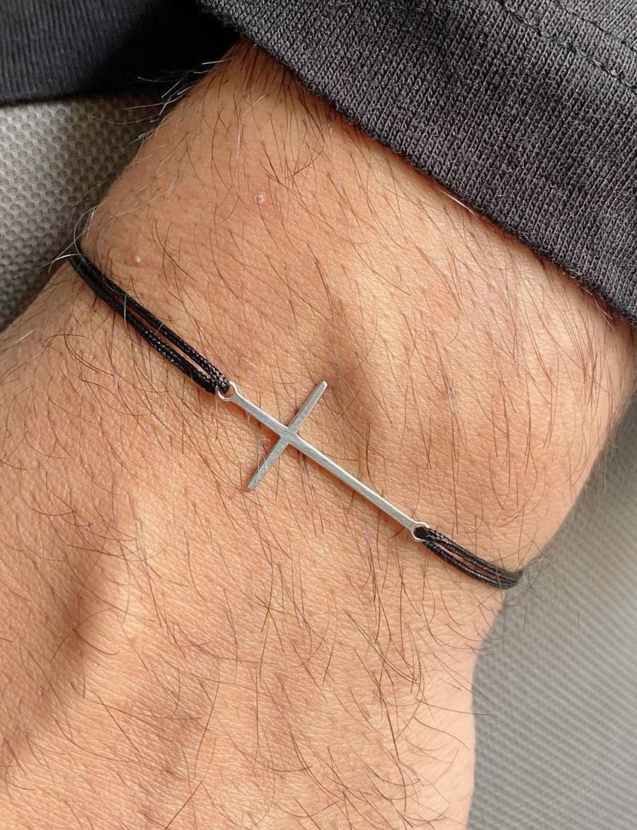 Hochzeit - Cross Bracelet Men, Silver Cross Necklace, Men's Cross Necklace, Gift for Him, Made From Sterling Silver 925, Made in Greece.