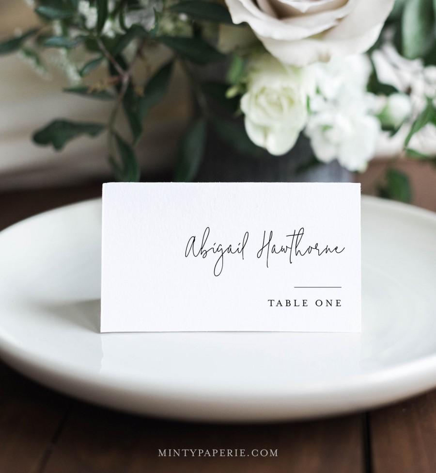 Mariage - Minimalist Place Card Template, Printable Rustic Wedding Escort Card with Meal Option, INSTANT DOWNLOAD, Editable, Templett #095A-172PC