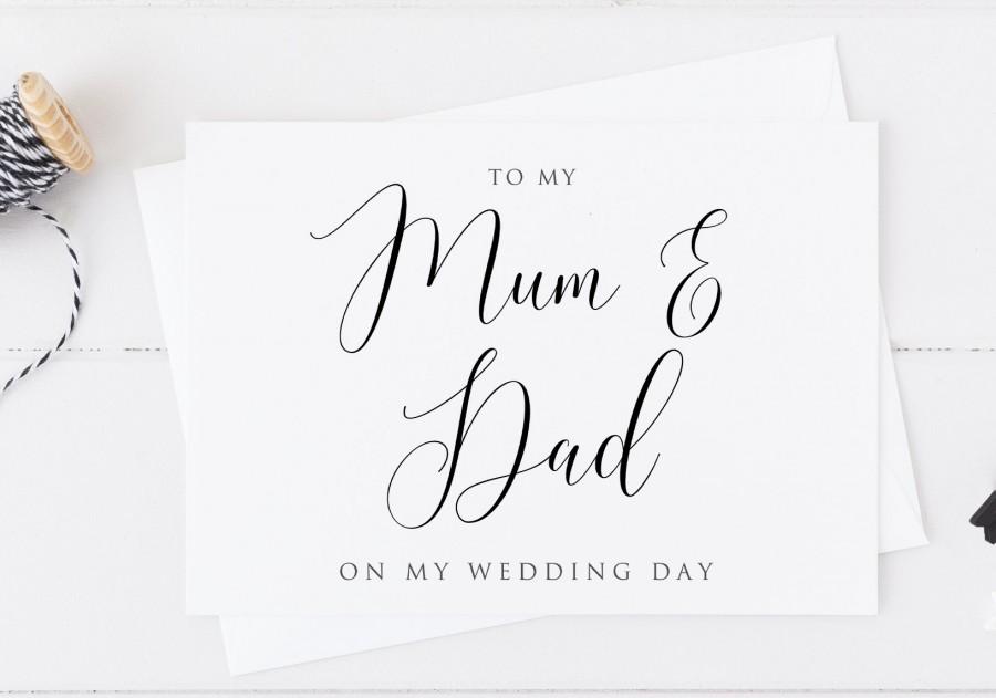 Hochzeit - To My Mum and Dad on My Wedding Day, Wedding Day Card, Parents Wedding Card, To My Parents Card, Parents Card, Wedding Day Stationary