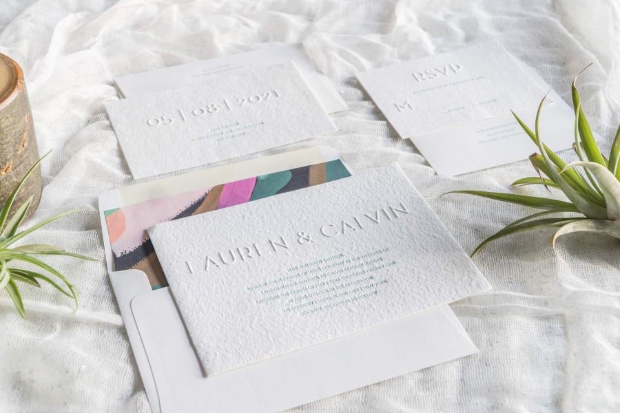 Wedding - oblation all-cut handmade paper blind embossed letterpress wedding invitation 