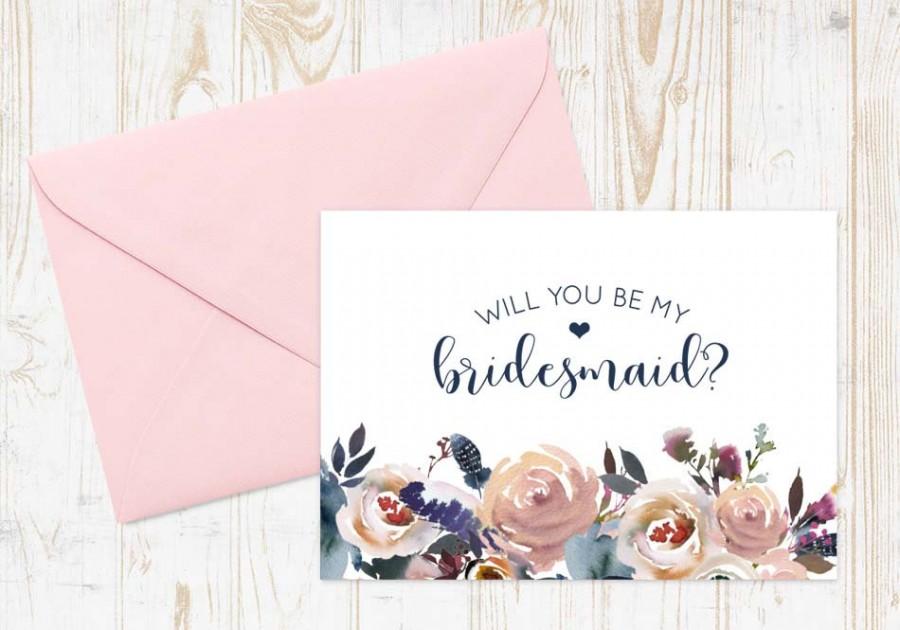 Hochzeit - Bridesmaid Proposal, Will you be my Bridesmaid? Floral Will you be my bridesmaid card, card for maid of honor, matron of honor, flower girl