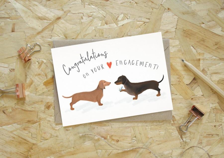 Wedding - Sausage Dog Engagement Card