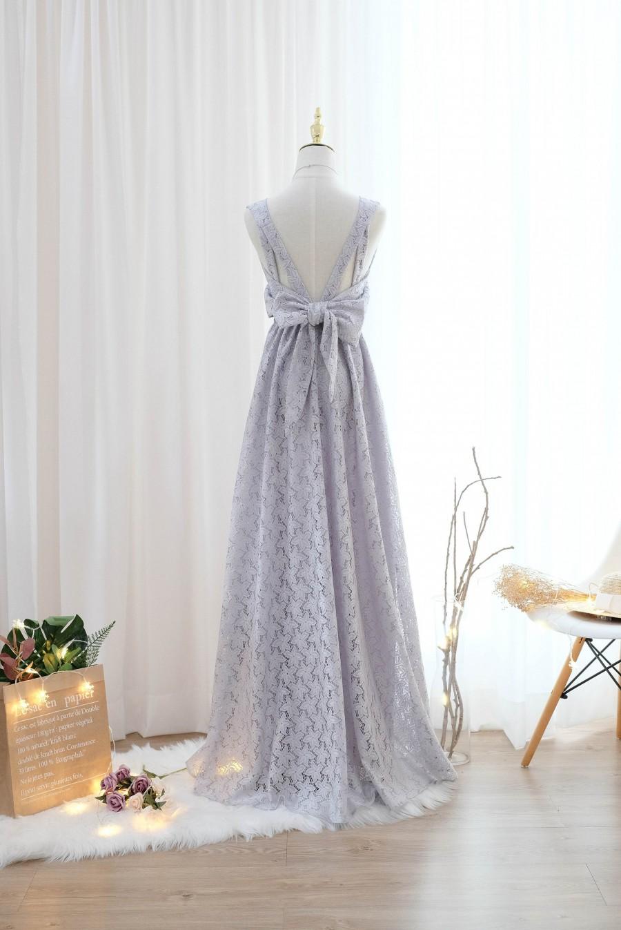 زفاف - Gray dress Long Bridesmaid dress Lace Wedding Dress Long Prom dress Party dress Cocktail dress Maxi dress Evening Gown