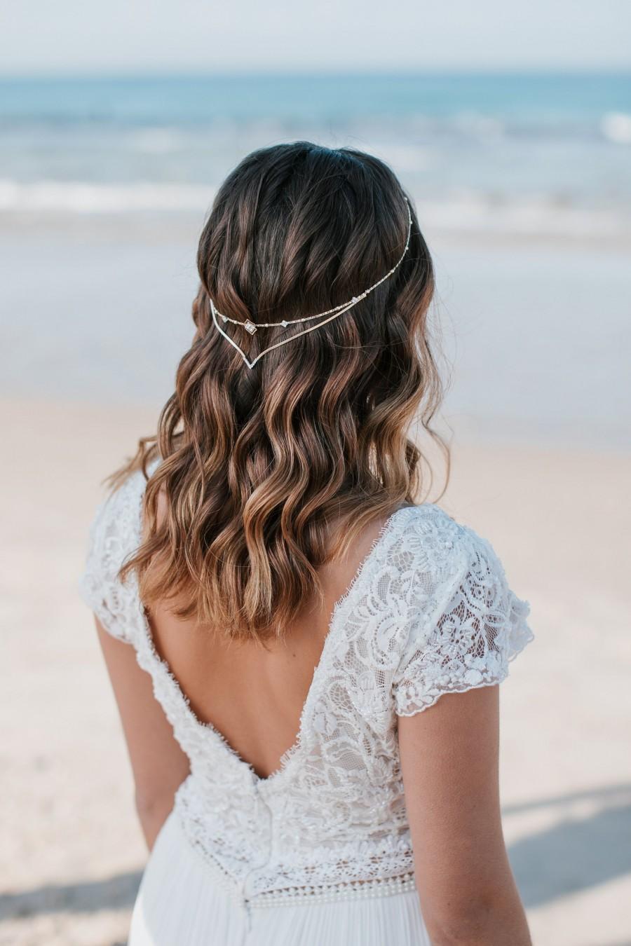 زفاف - Boho headpiece, Bridal hair chain, wedding headband