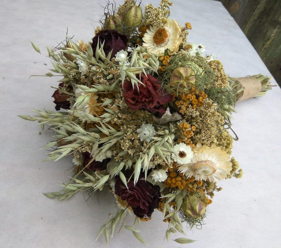 Hochzeit - Rustic wedding bouquet, bridal bouquet, bridesmaid bouquet,dry flower bouquet,dried flowers,dried flower wedding bouquet,wild flower bouquet