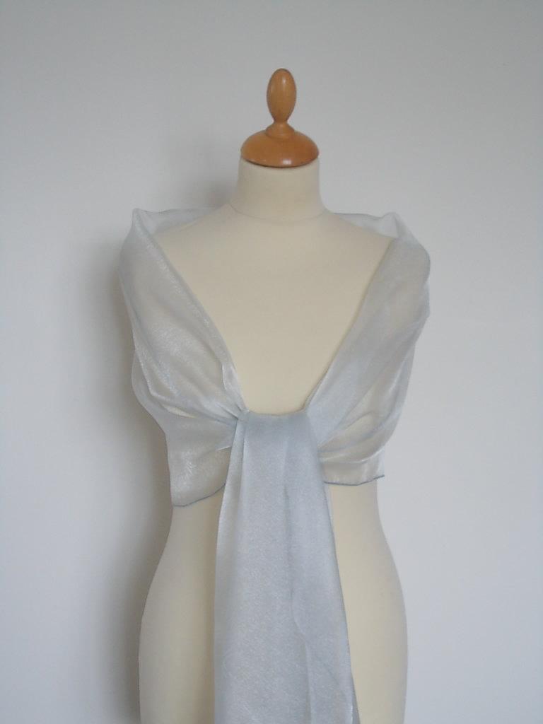 Mariage - Silver crystal organza wrap shawl scarf for bridesmaids,  weddings, prom, races. UK seller