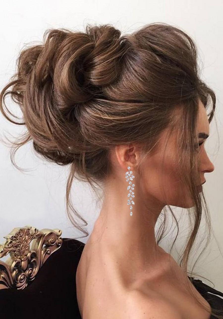 زفاف - Crystal Bridal Earrings Chandelier Earrings Swarovski Crystal Earrings Crystal drop Earrings Rose Gold Bridal Jewelry Silver bridal earrings
