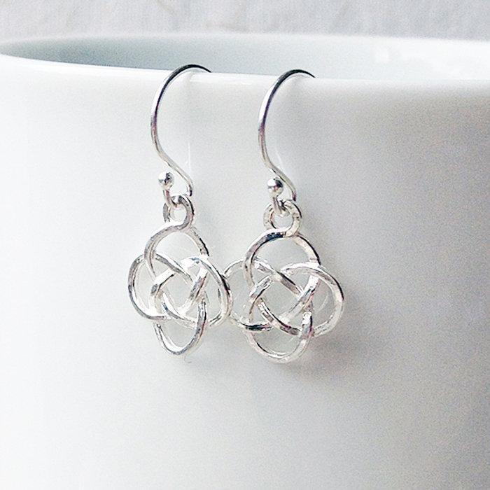 Mariage - Sterling silver Celtic earrings, celtic knot earrings, dangly earrings, Irish celtic cross jewelry, dainty Welsh anniversary gift, uk