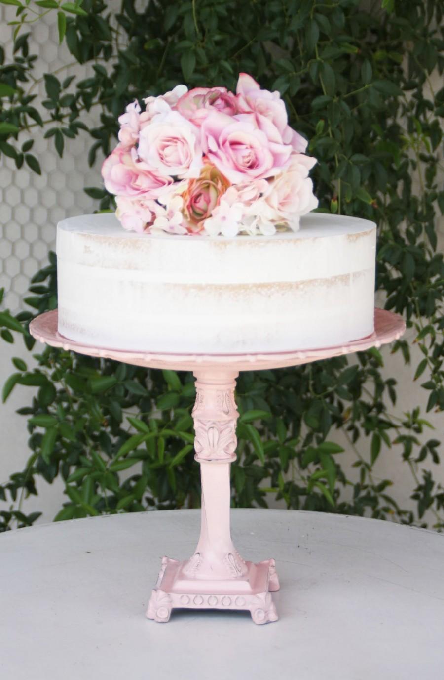 زفاف - Wedding Cake Stand Pink Vintage Reclaimed Serving Platter Made To order