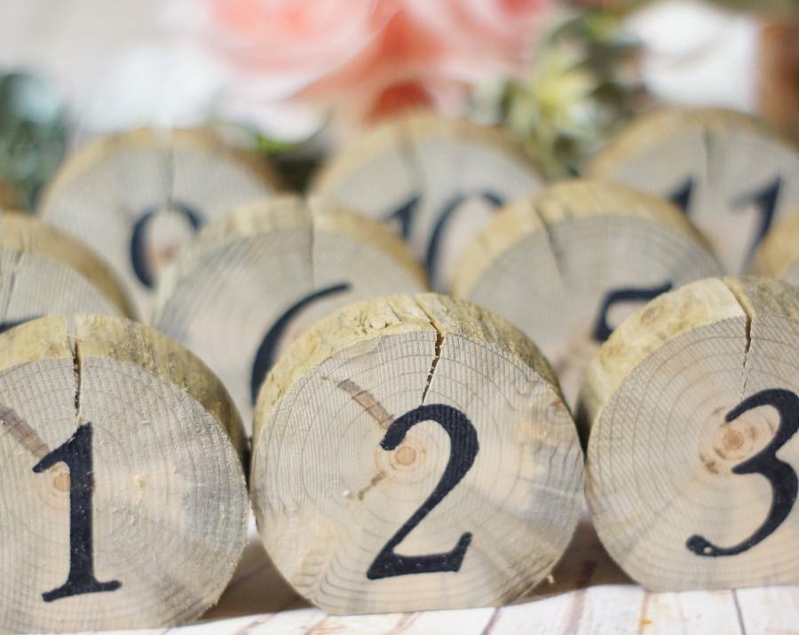 Mariage - Log Slice Table Numbers, Rustic Wedding, Wooden Numbers, Boho Woodland, Reception Decor, country barn ideas, reclaimed wood, bridal shower