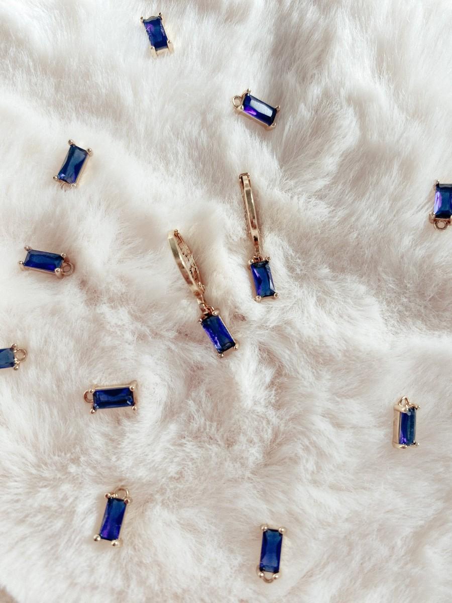 Mariage - 24k gold blue lagoon earrings, handmade earrings, brass gold earrings, blue collection