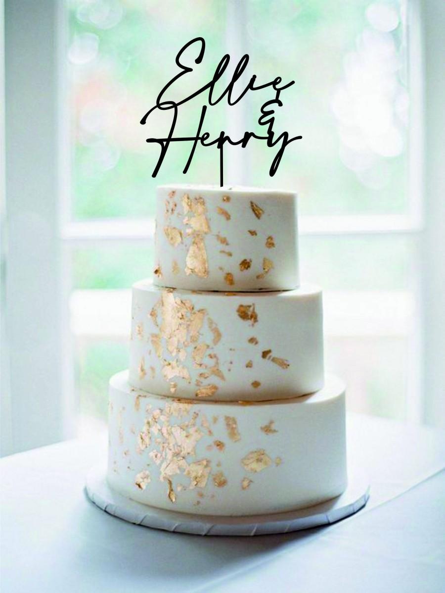 Wedding - Custom Couple Names Wedding Cake Topper  - Custom Cake Toppers - Personalised Engaged Cake Toppers - Modern Script