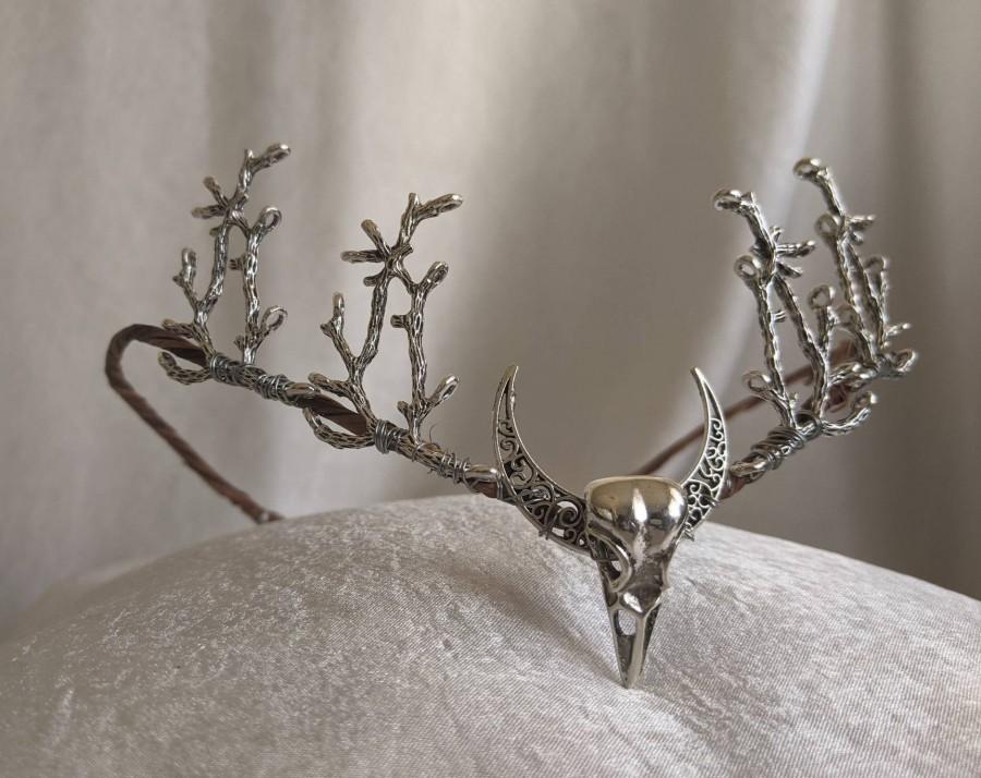 Wedding - Raven Skull Tiara with Moon and Branches