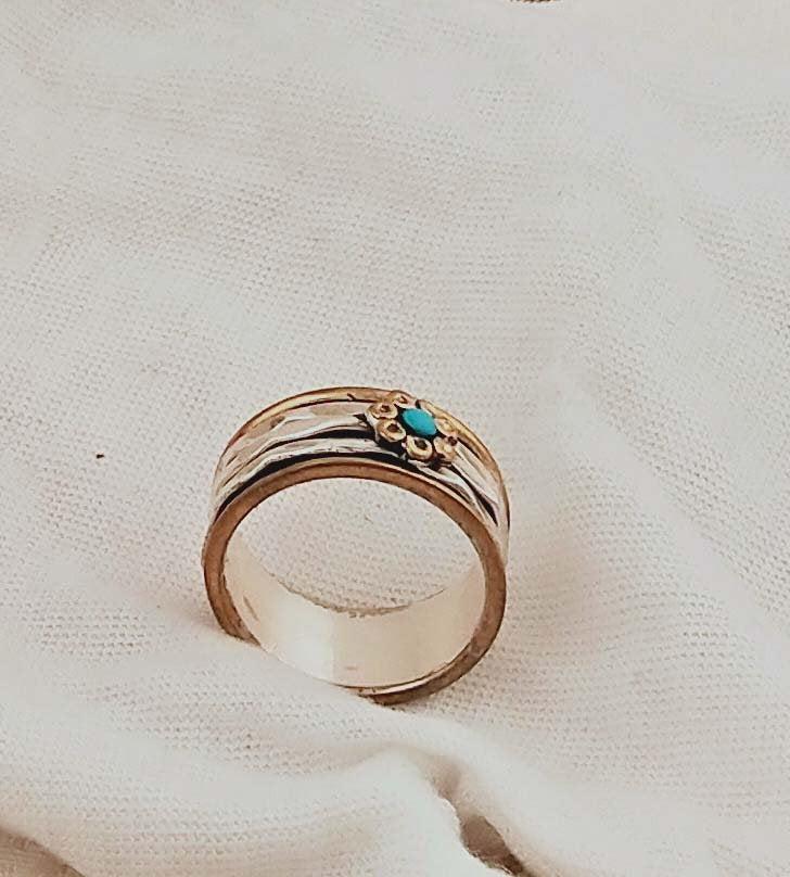 Wedding - Sleeping Beauty Turquoise Thumb Ring Solid 925-Sterling Silver Ring,Antique Silver Ring  Charm Boho Ring Etsy Cyber Valentine's Day Gift