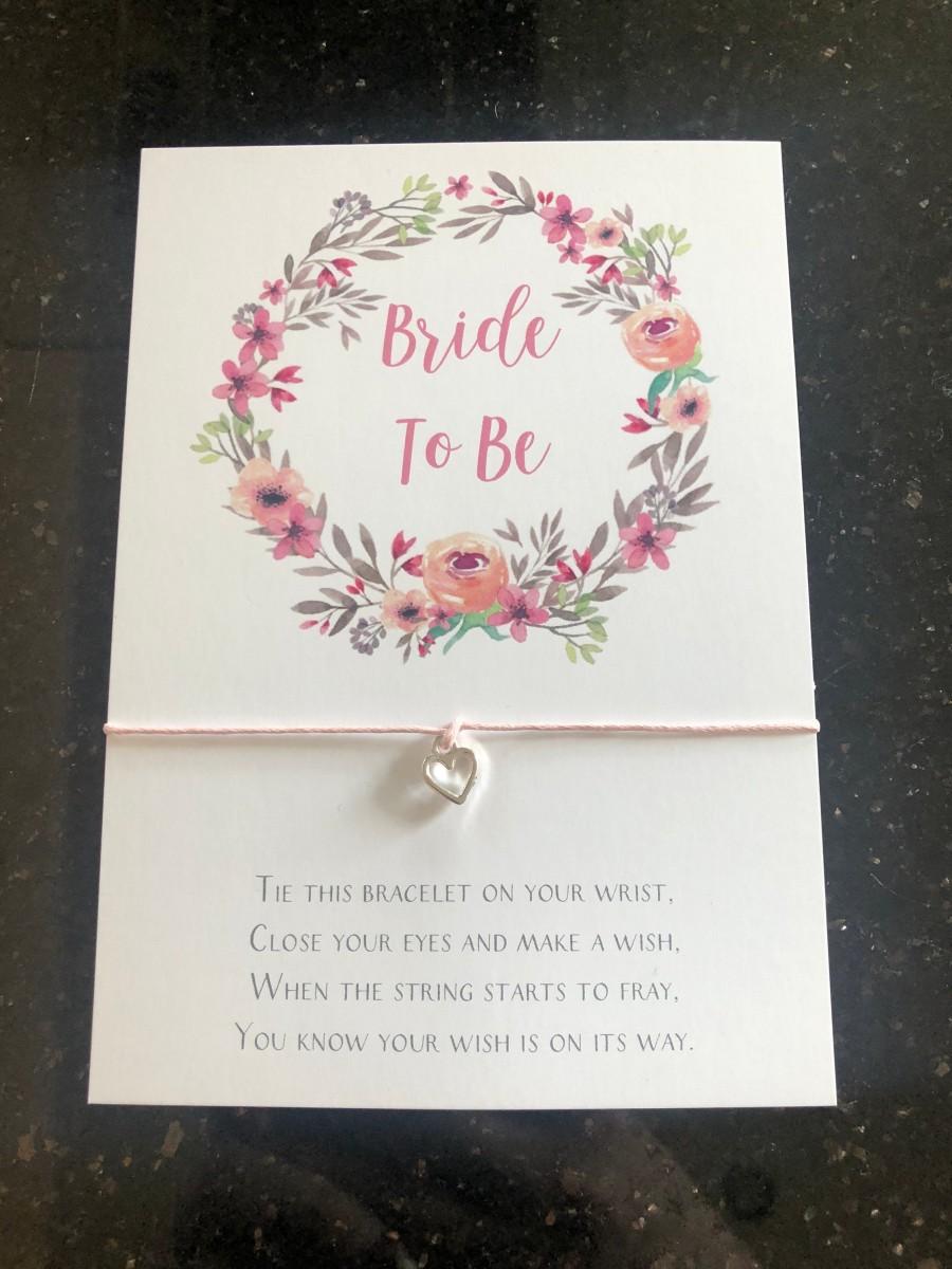Свадьба - Bride To Be Wish Bracelet Gift - Heart Charm