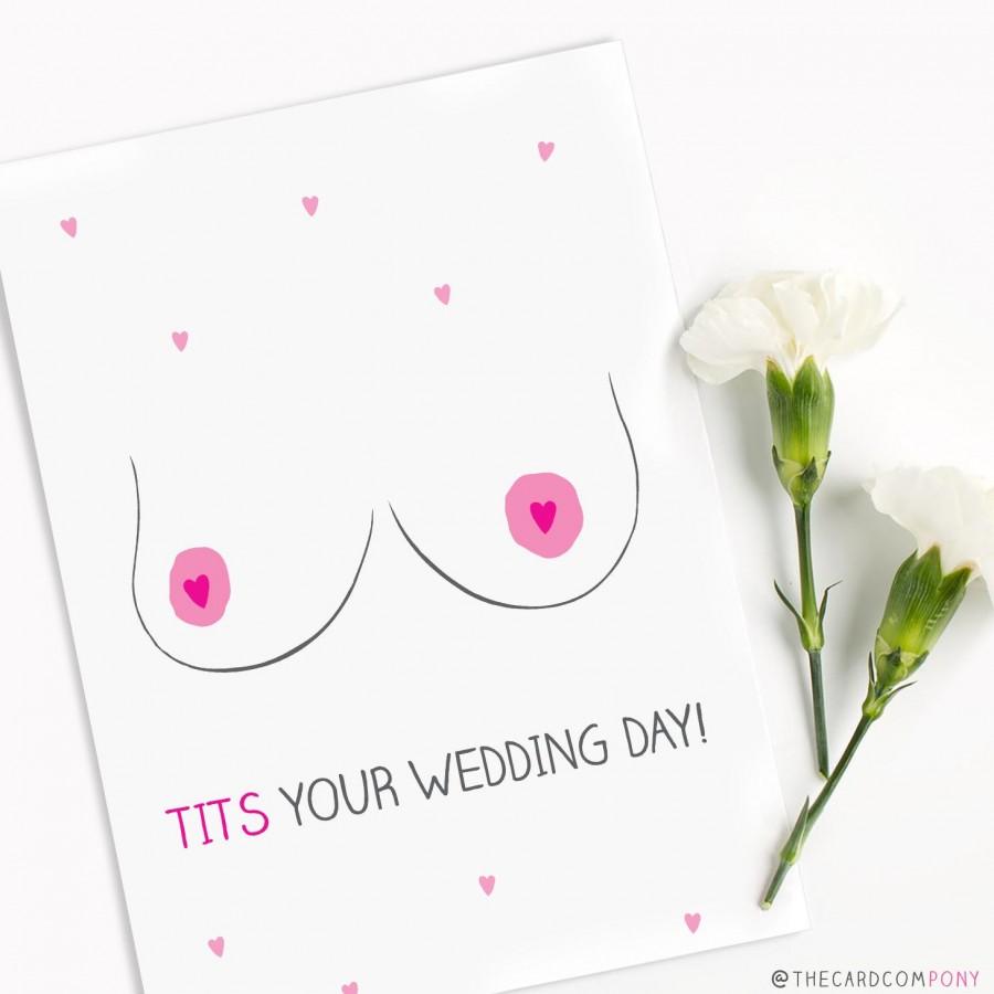 Hochzeit - Funny Gay Wedding Card 'Tits your wedding day' Boob Card 