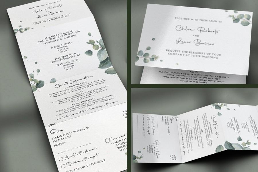 Wedding - Wedding Invitation, Wedding Invitations, Elegant Wedding Invitation Set, Modern Wedding invites, Concertina Fold Wedding Invites